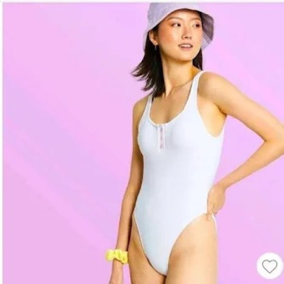 Stoney Clover Lane for Target White Ribbed One Piece Swimsuit NWT XS - Picture 1 of 6